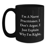 Funny Nurse Practitioner Gifts from Friends and Family Men Women Coworkers Black Coffee Mug Christmas Unique Gift Ideas for Nurse Practitioner - Main